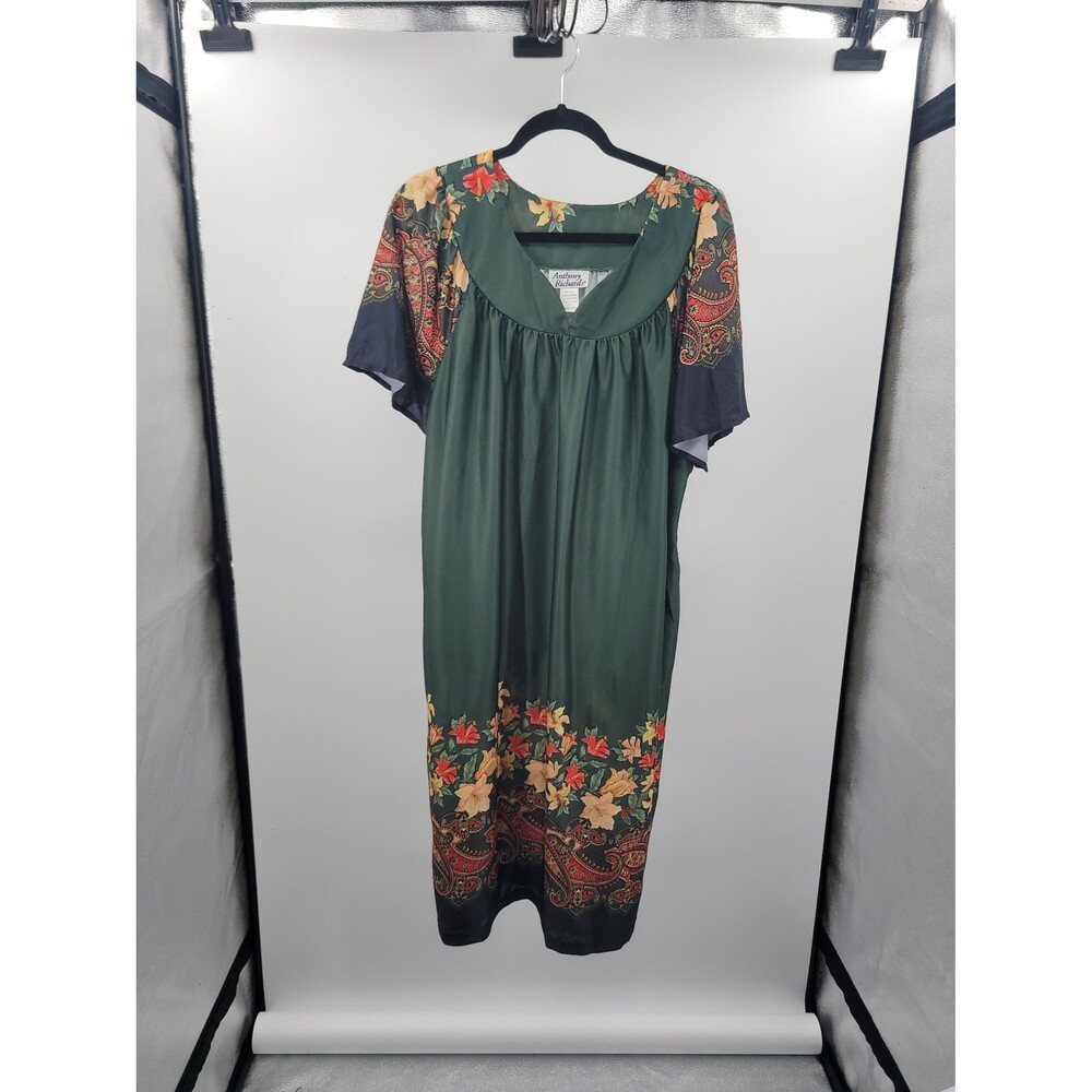 Vintage Anthony Richard Green Floral Nightgown  Sz 1X